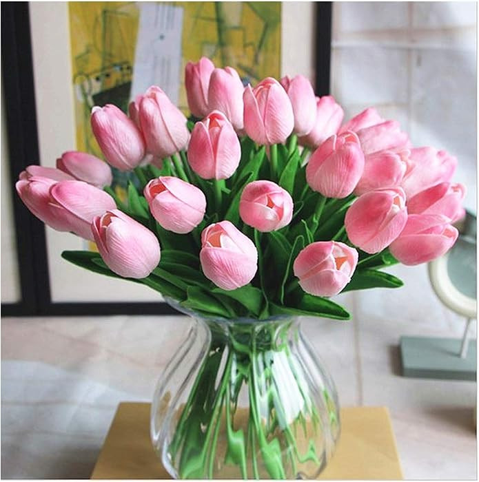 SHINE-CO LIGHTING Artificial PU Tulips 10Pcs Real Touch Fake Flower Arrangement Bouquets for Home... | Amazon (US)