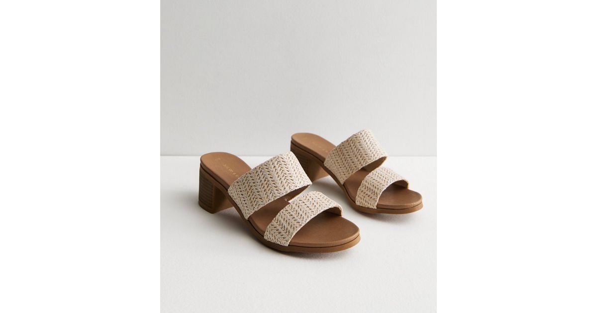 Off White Raffia Block Heel Mule Sandals
						
						Add to Saved Items
						Remove from Saved ... | New Look (UK)