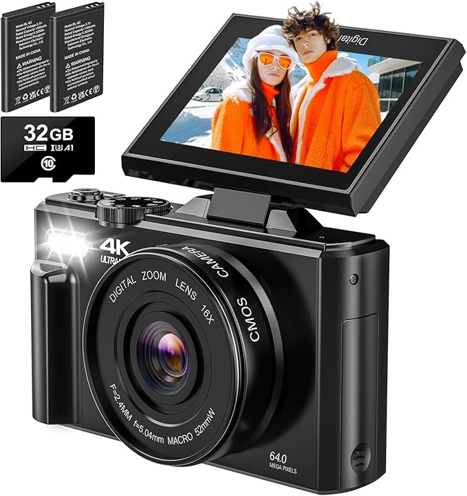 4K Digital Camera - Digital Cameras for Photography - 64MP Vlogging Camera for YouTube - Autofocu... | Amazon (US)