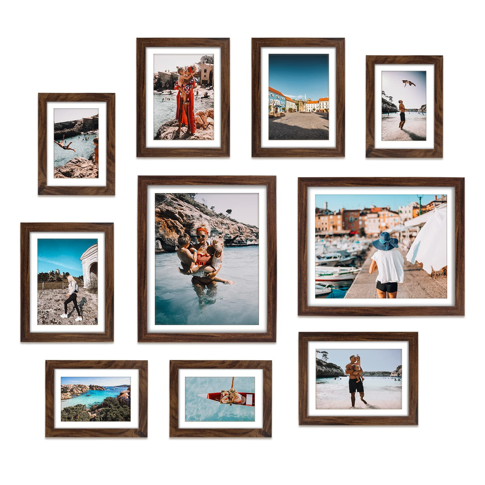 Giftgarden Brown Picture Frames with Mat for Multiple Sizes Photos, Four 4x6, Four 5x7, Two 8x10,... | Amazon (US)
