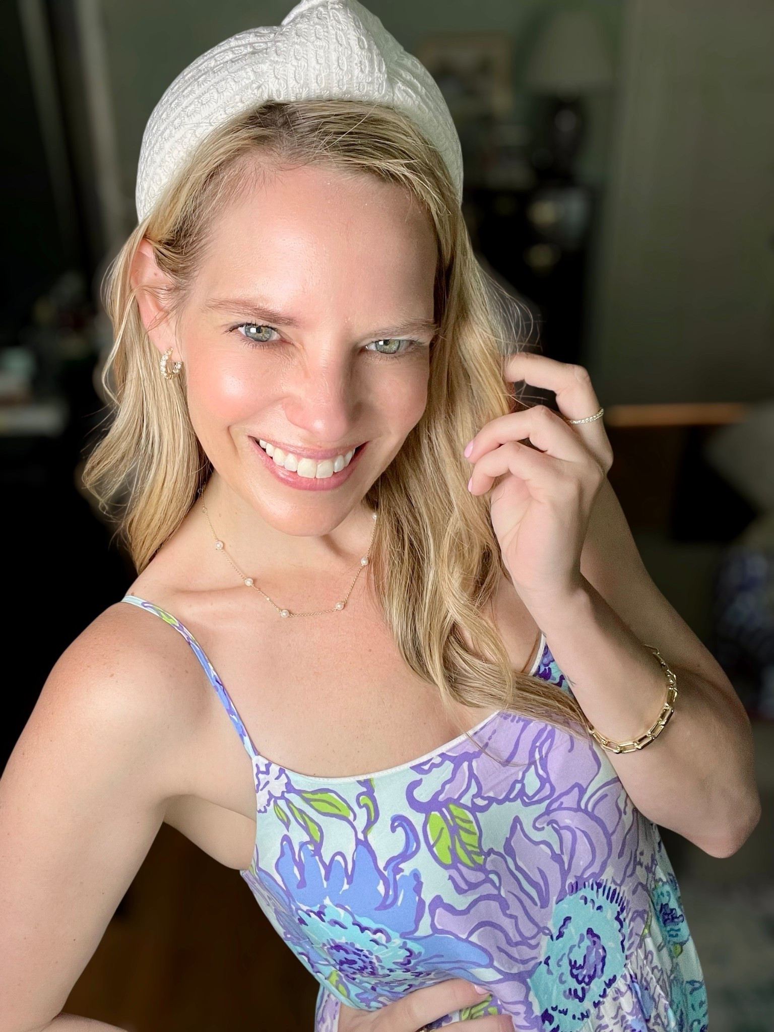 ✨Use code PREPPYREBEL for 10% off my jewelry from Melinda Maria!✨

Wearing the Lilly Pulitzer Teresa Maxi Dress in size XS – I’m 5’3” and around 116-117 lbs for reference. This dress is the definition of easy summer elegance ☀️💜 The soft jersey fabric is lightweight and stretchy, making it the perfect comfy-cute choice for warm weather. I love the vibrant floral print in periwinkle, lavender, and aqua tones – classic Lilly with a breezy twist! The smocked waist flatters the figure while the side slit adds just the right amount of movement.

I paired it with my favorite white sandals and accessorized with:
💫 Melinda Maria gold jewelry – including the Baby Dagger Necklace, Cruz Link Bracelet, and Isla Pave Huggies (all linked – use PREPPYREBEL for a discount!)
💫 A textured ivory headband to complete the polished, coastal look

Whether you’re headed to brunch, vacation, or just running errands in style, this maxi is a no-brainer for effortless glam 💐👒

🛍️ LTK Keywords: Lilly Pulitzer Teresa Maxi Dress, summer floral maxi, smocked waist dress, comfy jersey maxi, beach vacation dress, preppy summer style, Melinda Maria jewelry, coastal accessories

🧵Wearing size XS in the dress
📏Fit: TTS – soft and stretchy
💰$198

#LillyPulitzer #SummerStyle #CoastalGrandmillennial #MaxiDressSeason #MelindaMariaJewelry #PREPPYREBEL #FloralFashion #LTKunder200 #LTKsummer #LTKstyletip

#LTKPetite #LTKFindsUnder50 #LTKFindsUnder100