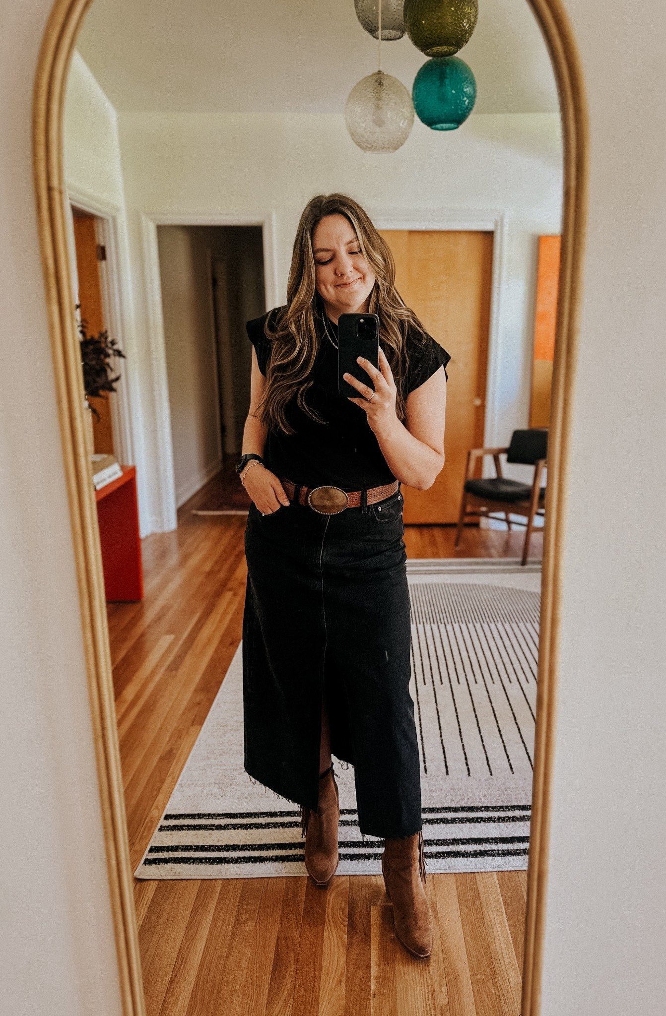 Church ootd but could also serve a date night, girls night outfit as well. 

Tecovas, Western outfit, suede boots, denim skirt, black denim skirt outfit, summer outfit 

#LTKSeasonal #LTKStyleTip #LTKShoeCrush