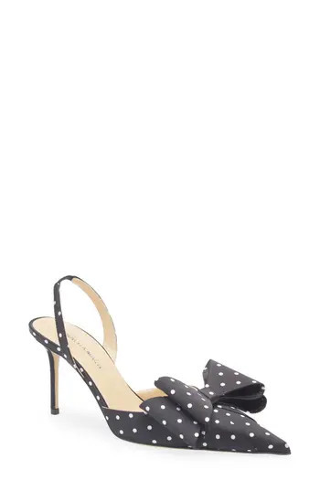 Mach & Mach Le Cadeau Bow Polka Dot Slingback Pump in Black/White at Nordstrom Rack, Size 9Us / 39Eu | Nordstrom Rack