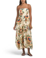 Linen Blend Printed Sleeveless Dress With Removable Straps | TJ Maxx
