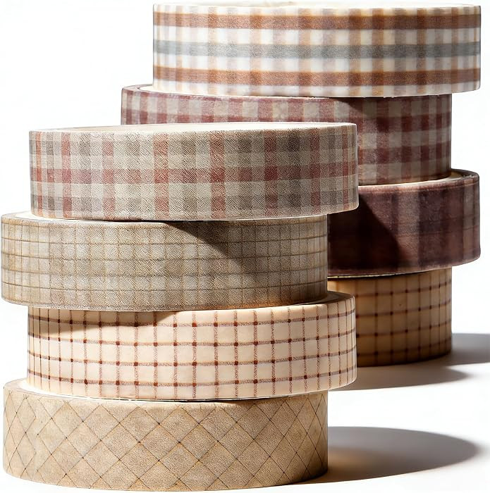8 Rolls 10 mm Arts Adhesive Tapes, Gingham Washi Tape Charming Vintage Washi Tape Set Thin Retro ... | Amazon (US)