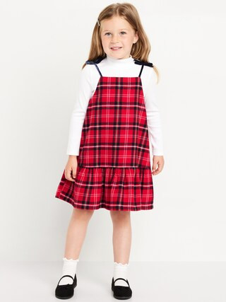 Ribbed Mock-Neck Top and Tie-Bow Ruffled Dress Set for Toddler Girls | Old Navy (US)