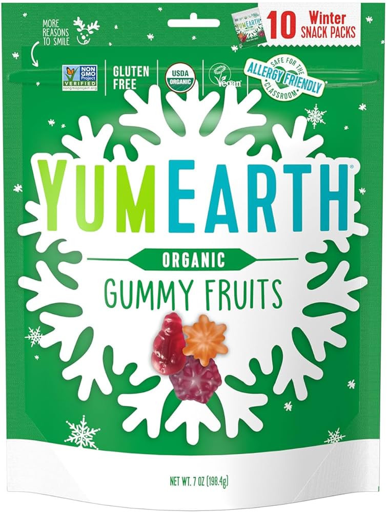 YumEarth Holiday Organic Gummy Fruits - Fruit Gummies Snack Packs, Gluten Free Snacks for Kids - ... | Amazon (US)