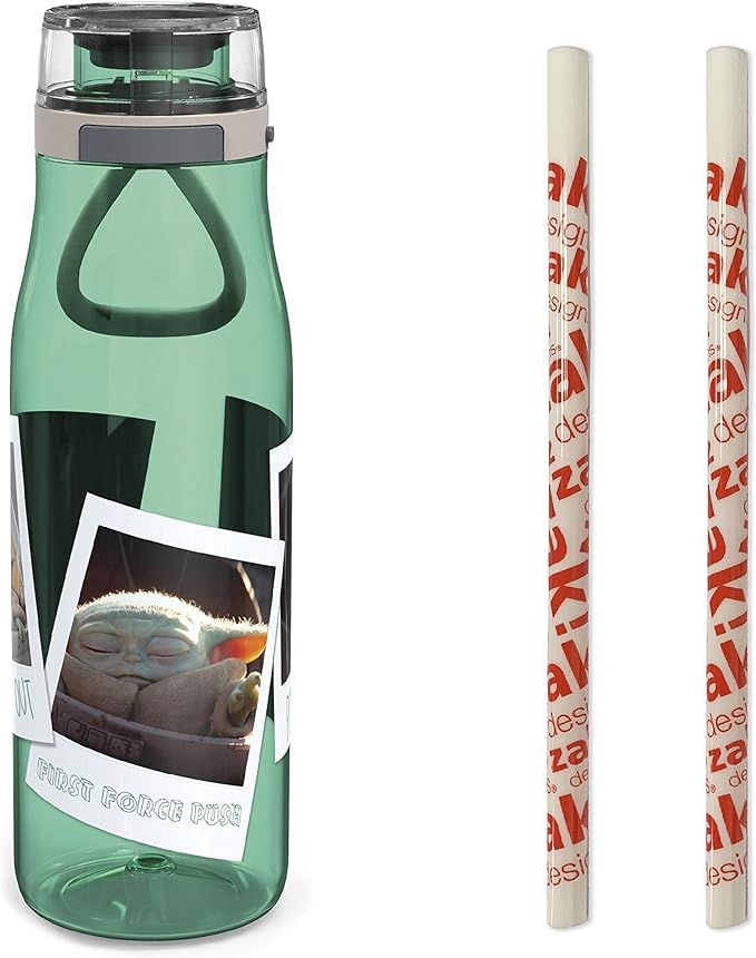 Zak Designs Star Wars The Mandalorian Plastic Water Bottle with Push Button Action, Locking Lid, ... | Amazon (US)