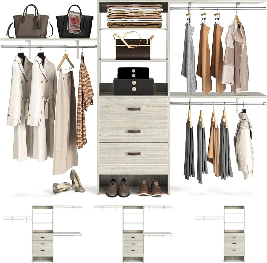 Armocity 96 Inches Closet System, 8FT Walk In Closet Organizer with 3 Shelving Towers, Heavy Duty... | Amazon (US)