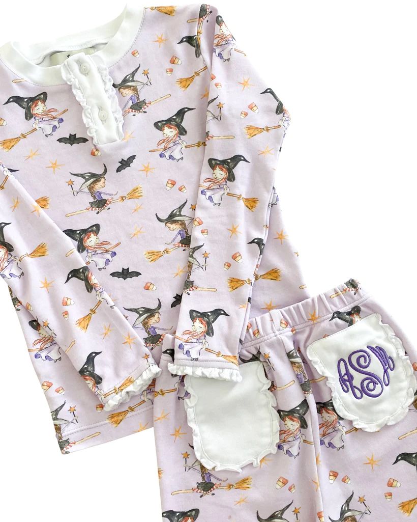 Wickedly Witchy Halloween Pima Cotton Pajama Set | Smockingbird Kids