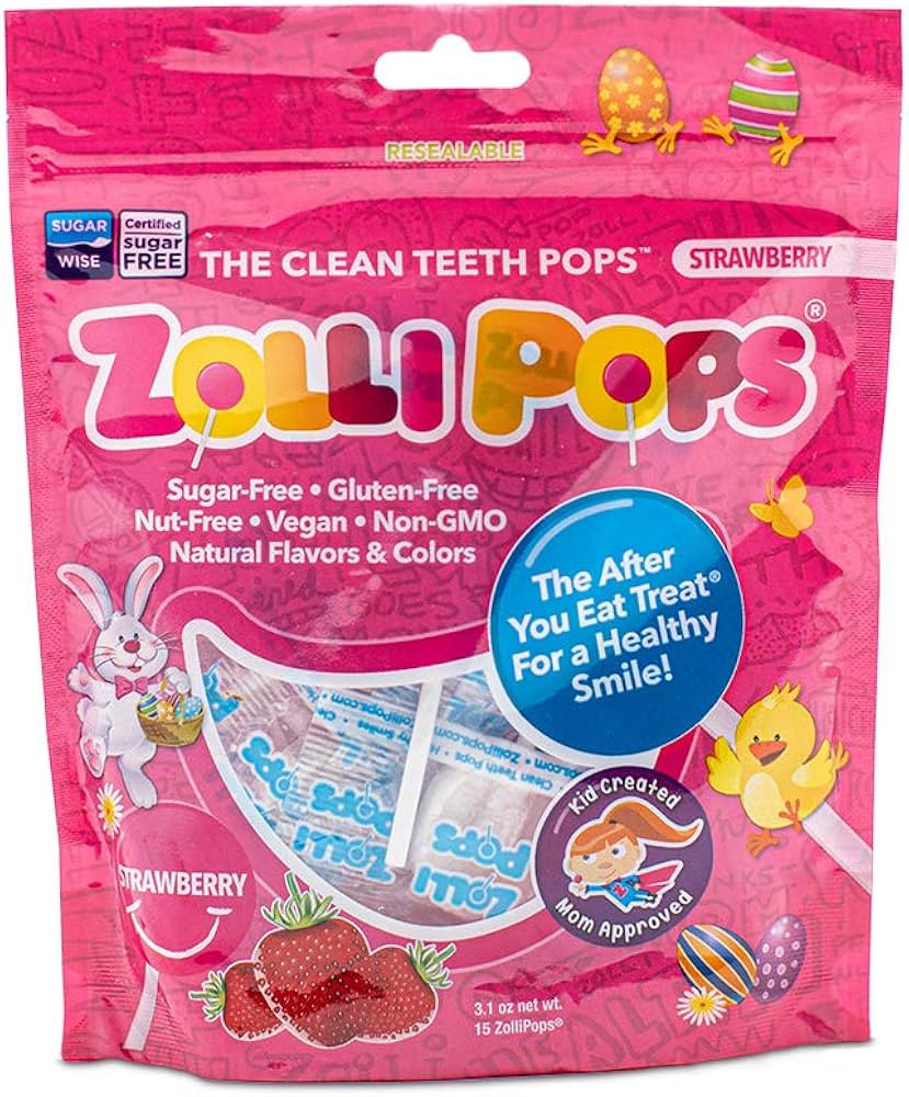 Zollipops - Easter Strawberry - Clean Teeth Lollipops - Anti-Cavity, Sugar Free Candy For Healthy... | Amazon (US)