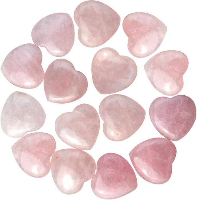 Marrywindix 15 Packs 0.8 Inches Healing Crystal Natural Rose Stone Heart Love Carved Palm Worry S... | Amazon (US)