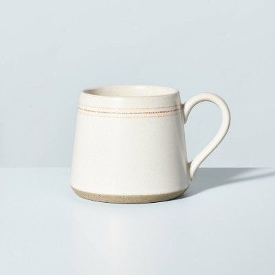 8oz Distressed Border Stripes Stoneware Mug Honey/Sour Cream - Hearth & Hand™ with Magnolia | Target