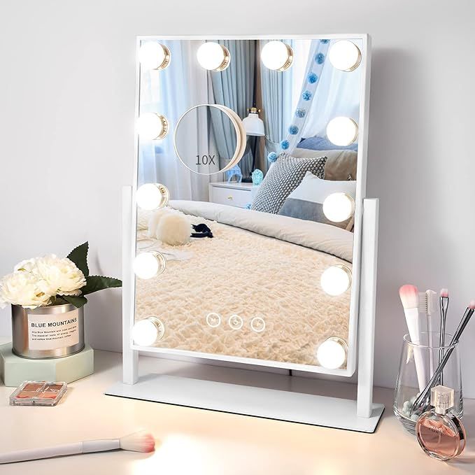 NUSVAN Vanity Makeup Mirror with Lights ,3 Color Lighting Modes Detachable 10X Magnification Mirr... | Amazon (US)