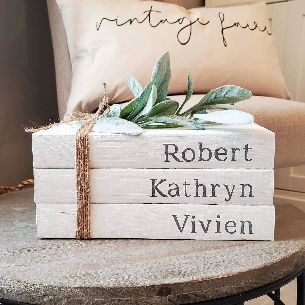 Family Bookstack Decor | Stamped Books | White Book Stack | Farmhouse Decor | Bookshelf Decor | M... | Etsy (US)
