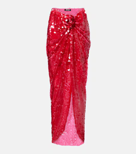 Asymmetric gathered sequined maxi skirt | Mytheresa (UK)