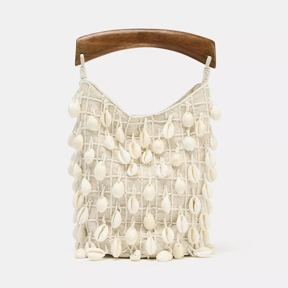 NWT Zara Woman Rare Bloggers Fav Shells BEADED FABRIC BUCKET BAG | Poshmark