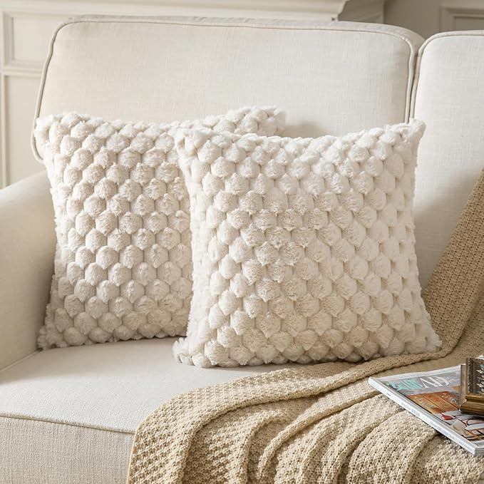 Pack of 2 Super Soft Throw Pillow Covers 16x16 Inch Faux Fur Plush Pillowcase Luxury Cozy Fluffy ... | Amazon (US)