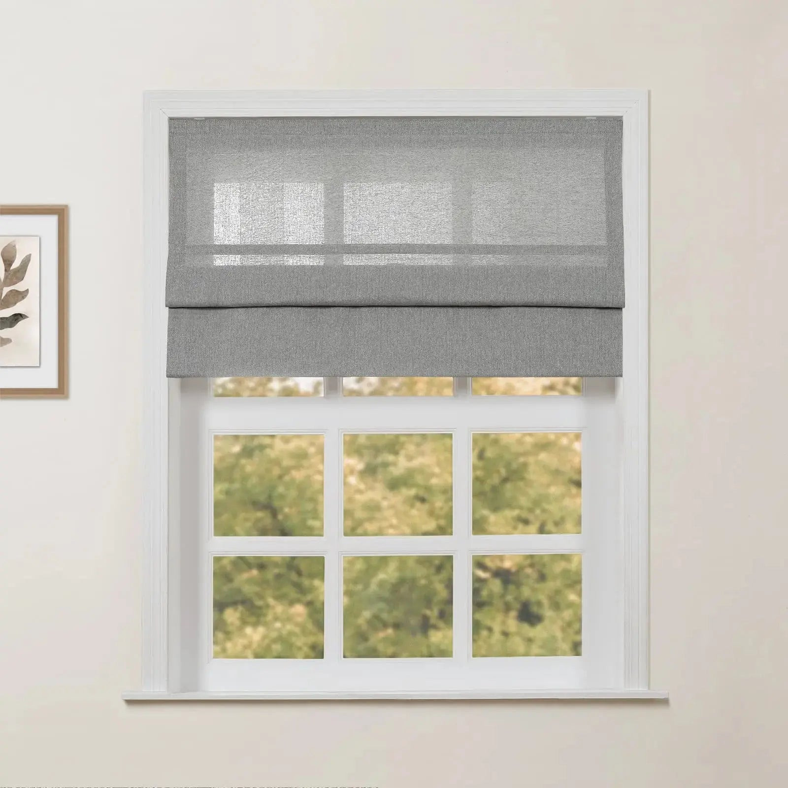 Ron Linen Cotton Herringbone Roman Shade Cordless - Steel 1016-5 | TWOPAGES