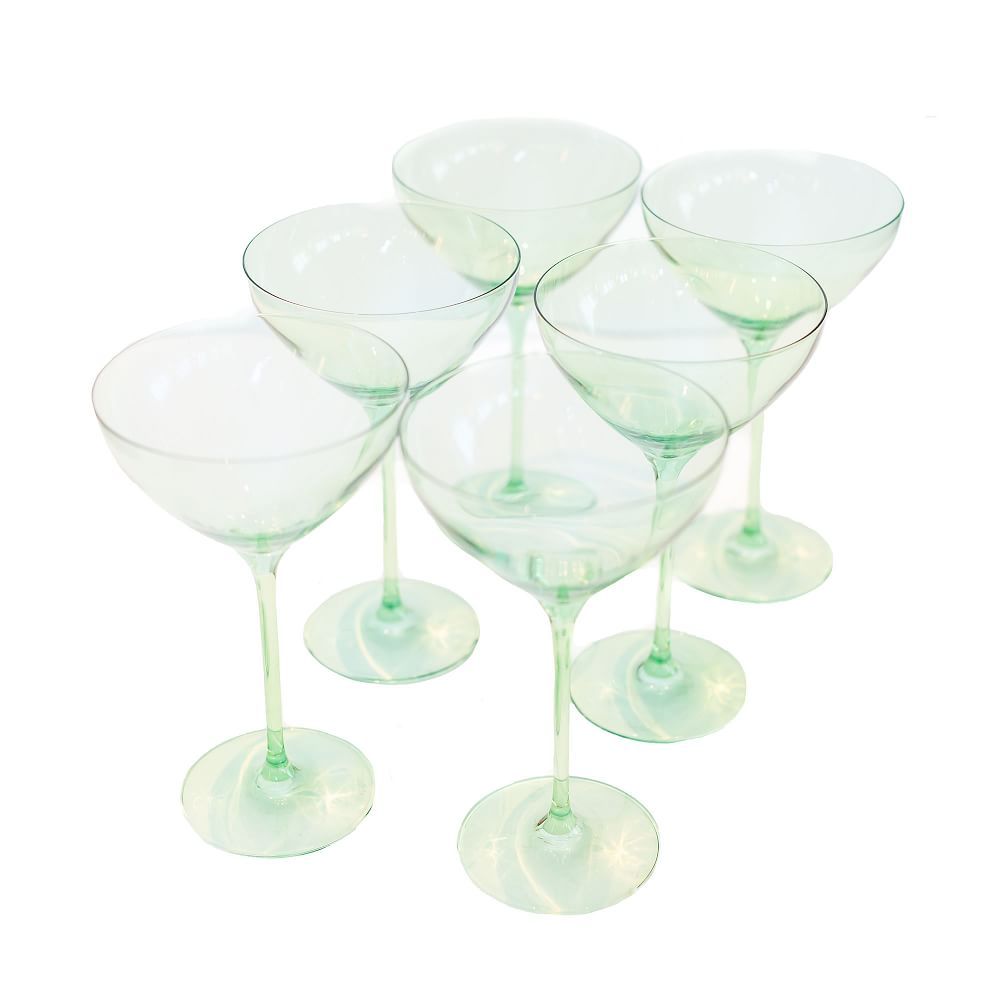 Estelle Colored Glass Martini Glass Set Mint Green | West Elm (US)