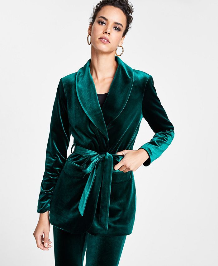INC International Concepts Velvet Wrap Blazer, Created for Macy's & Reviews - Jackets & Blazers -... | Macys (US)