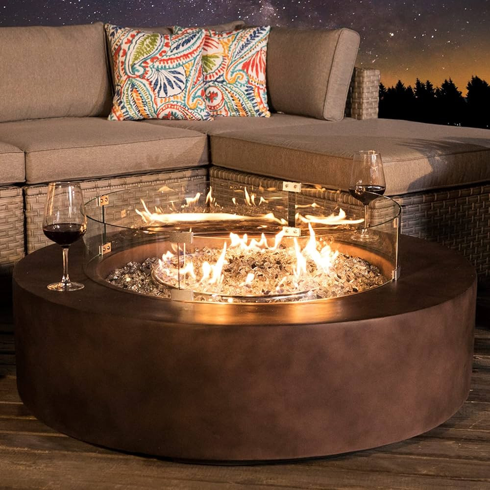COSIEST Outdoor Propane Fire Pit Coffee Table w Dark Bronze 40.5-inch Round Base Patio Heater, 50... | Amazon (US)