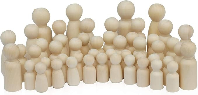 Ybxjges 50Pcs Wooden Peg Dolls Unfinished for DIY Graffiti Painting Handicrafts Wooden Peg Games ... | Amazon (US)