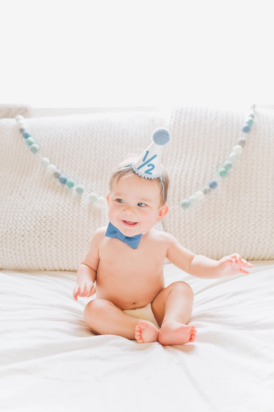 1/2 Birthday Boy Hat | Half Birthday Baby Party Hat | Baby Blue Toast Olive Green | White Glitter... | Etsy (US)