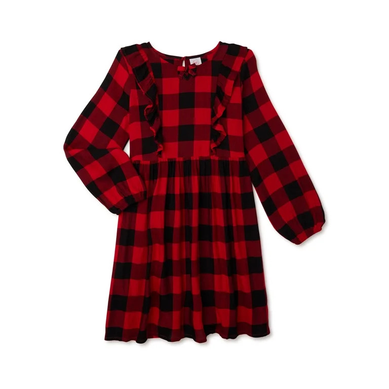 Wonder Nation Girls Ruffle Dress, Sizes 4-18 & Plus | Walmart (US)