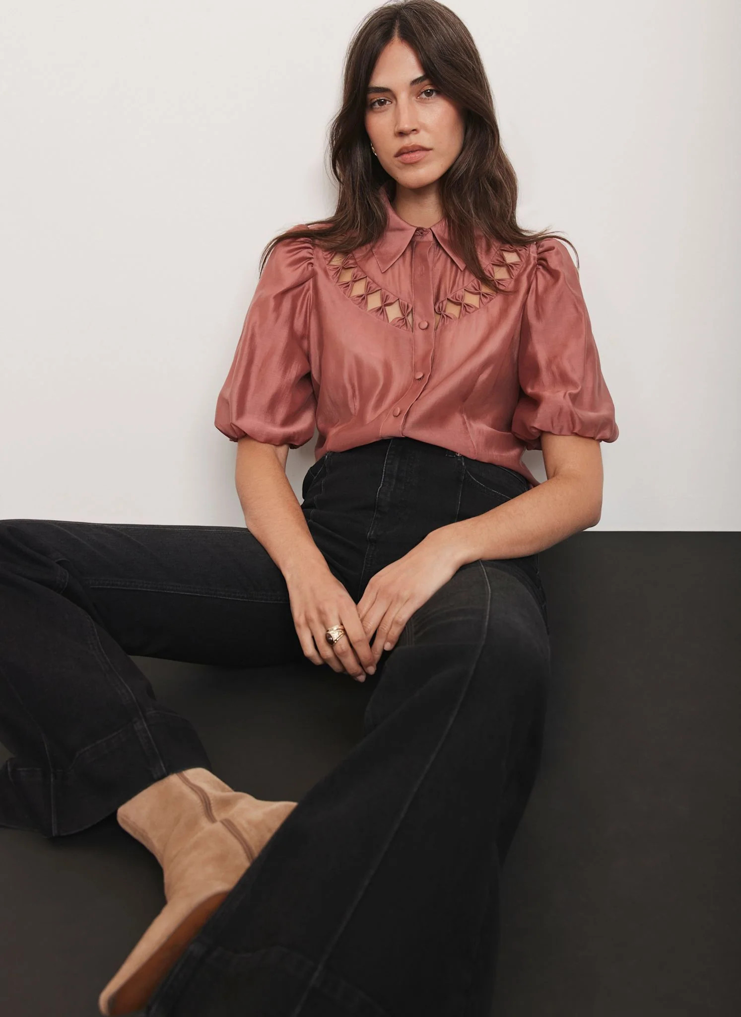 Pink Puff Sleeve Shirt | Mint Velvet