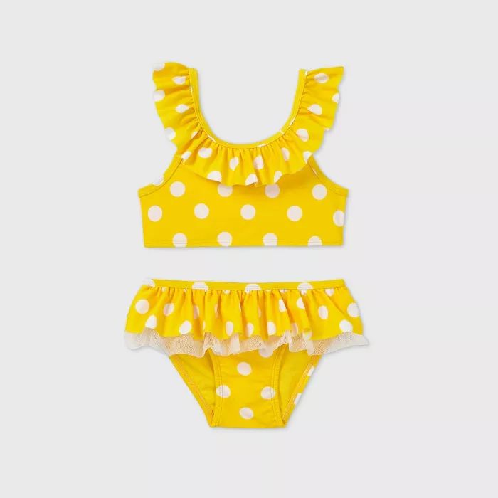 Toddler Girls' 2pc Polka Dot Ruffle Bikini - Cat & Jack™ Yellow | Target