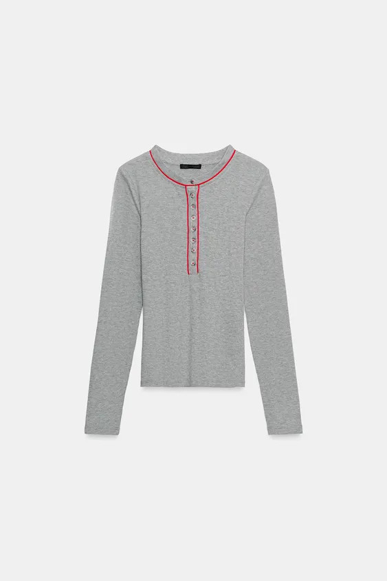 HENLEY-T-SHIRT MIT KONTRASTDETAILS | Zara DE