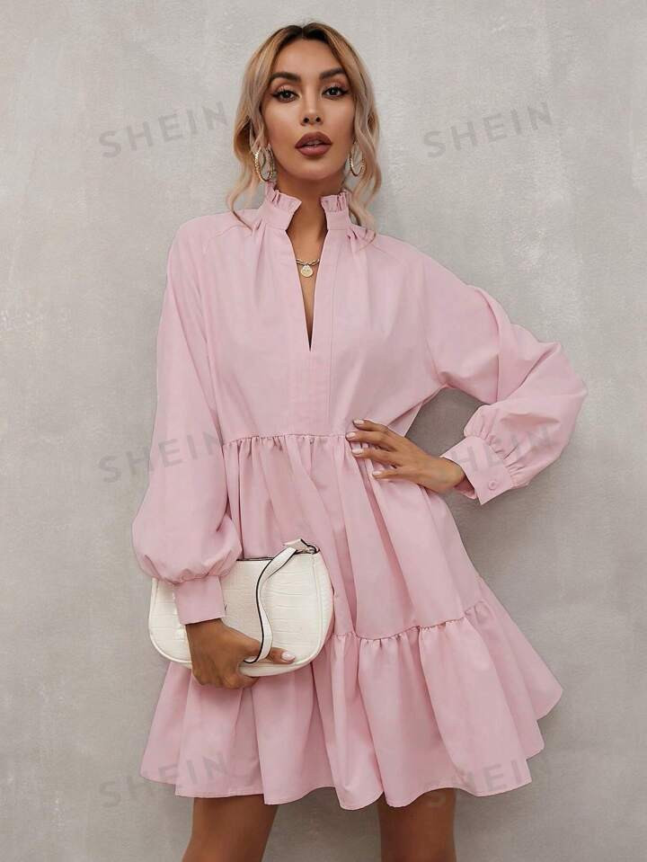 SHEIN Privé Notch Neck Smock Dress | SHEIN USA | SHEIN