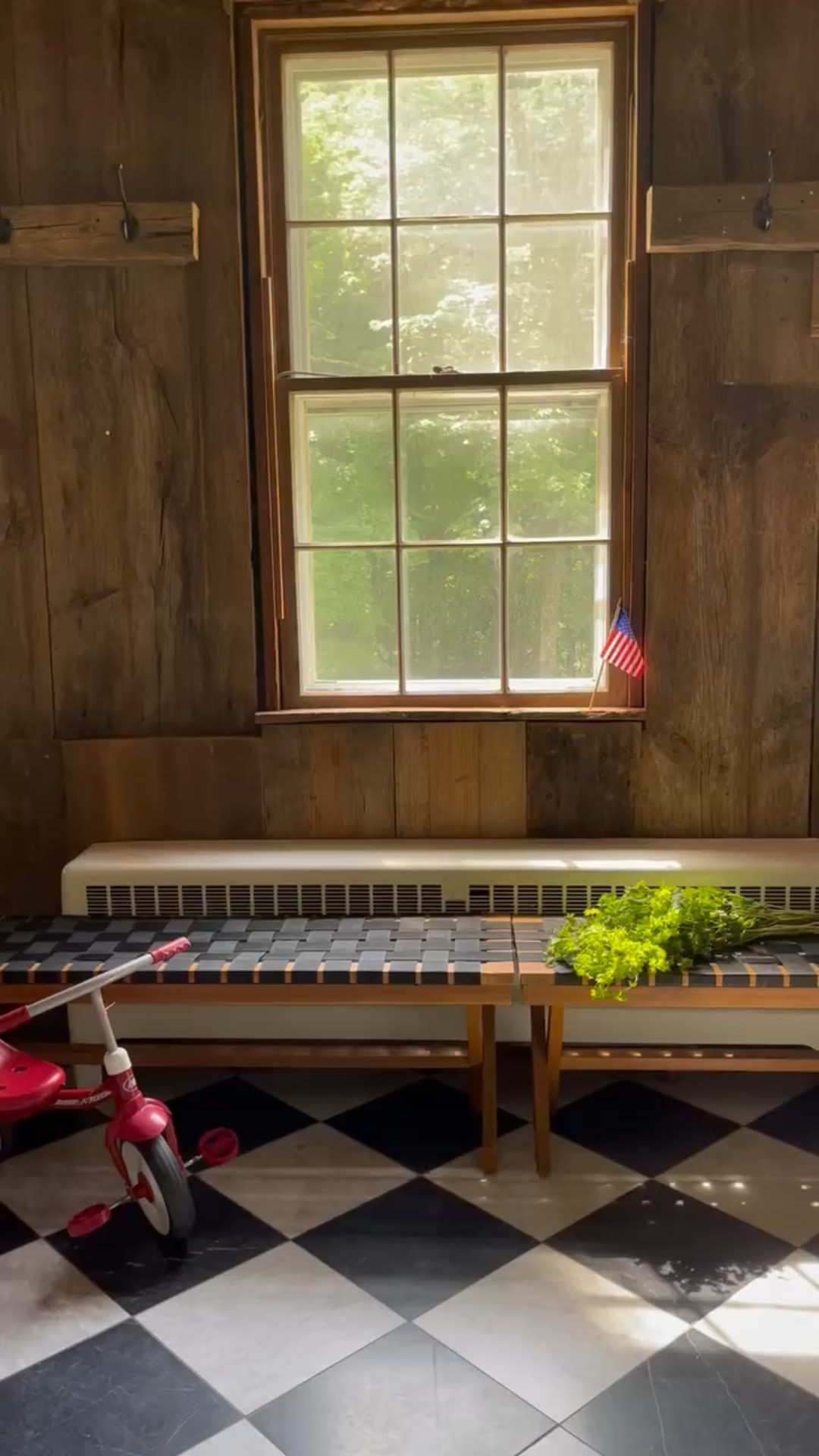 Our mudroom in the Berkshires. 

After hours of deliberating on the choices and 40+ samples of tile…. 3 years later, I don’t think I’d change a thing. I’m even buying the washer & dryer from this room for my own house during the current Labor Day sale! 

This mudroom space serves as our laundry room, ski storage room, and is where the kids ride scooters. It’s getting high usage, providing high function, and still looking pretty dang good…. so tile floor for the win! 