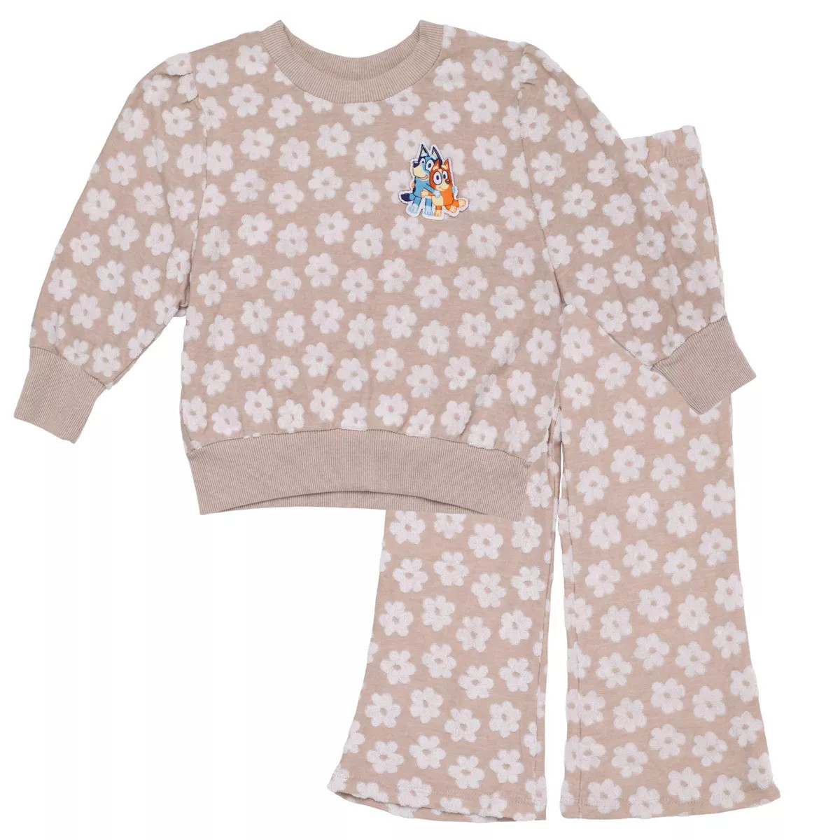 Toddler Girls' Bluey and Bingo 2pc Fleece Pullover and Pant Set - Tan | Target