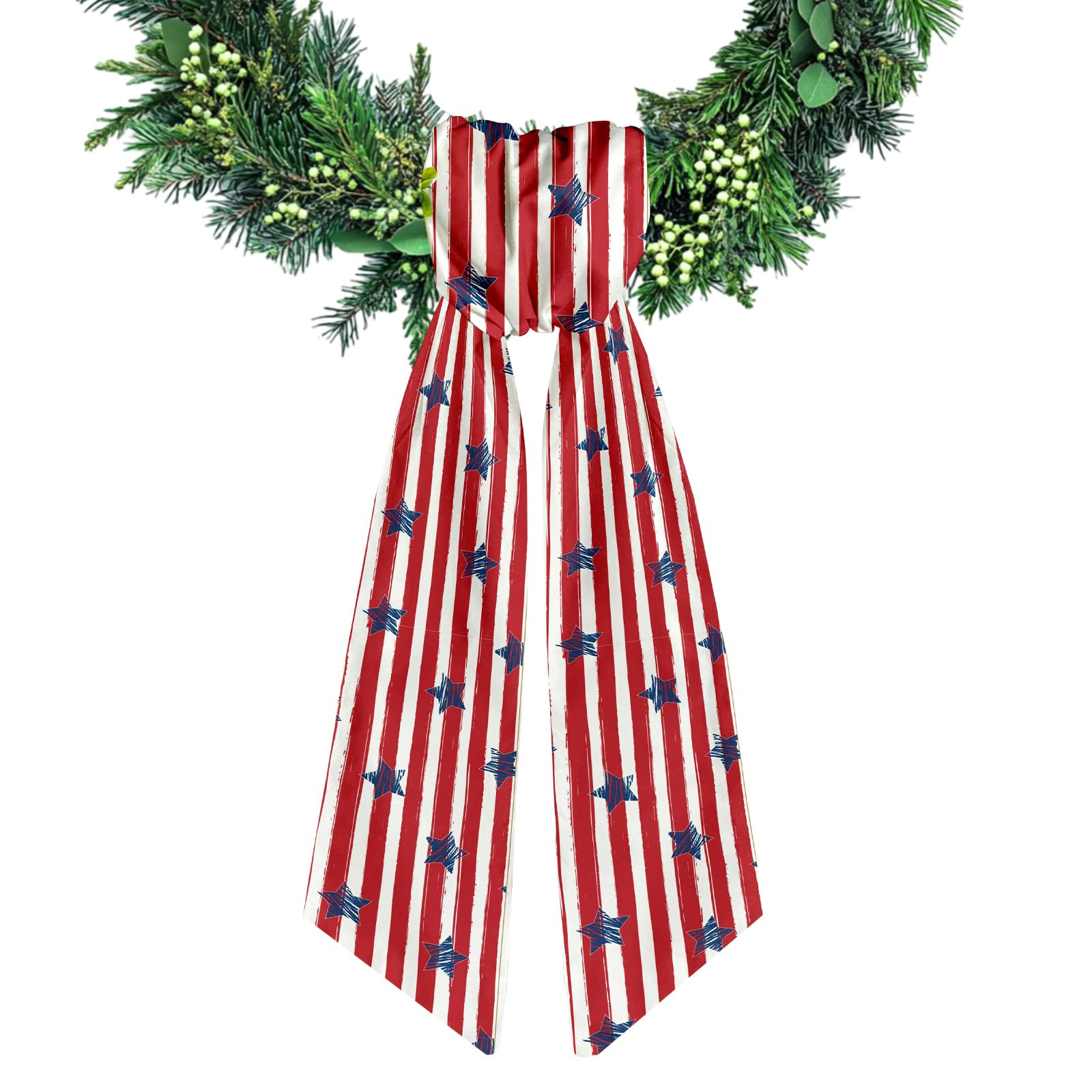Patriotic Wreath Sash for Front Door Red White Stripe Wreath Satin Sash Burlap Garland Ribbon Acc... | Amazon (US)