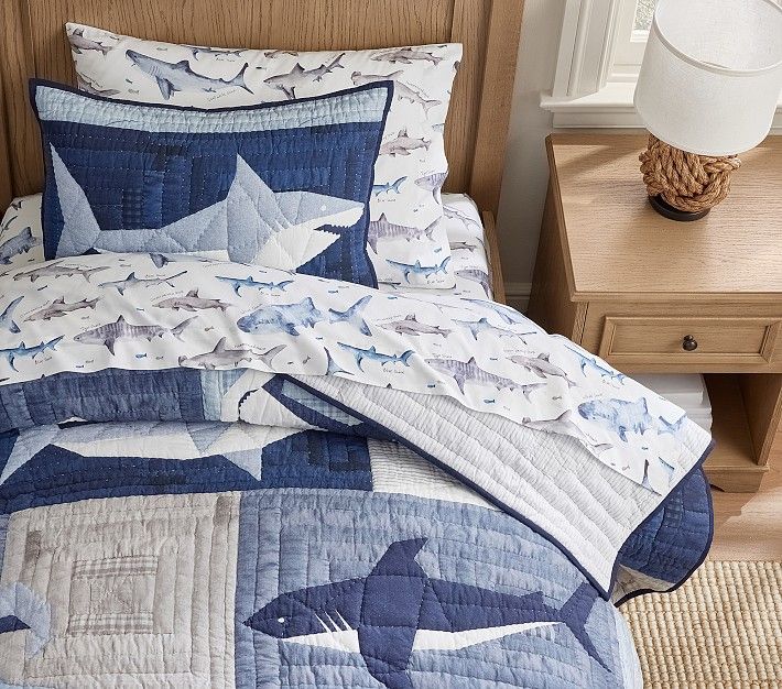 Patchwork Heritage Shark Quilt & Shams | Pottery Barn Kids