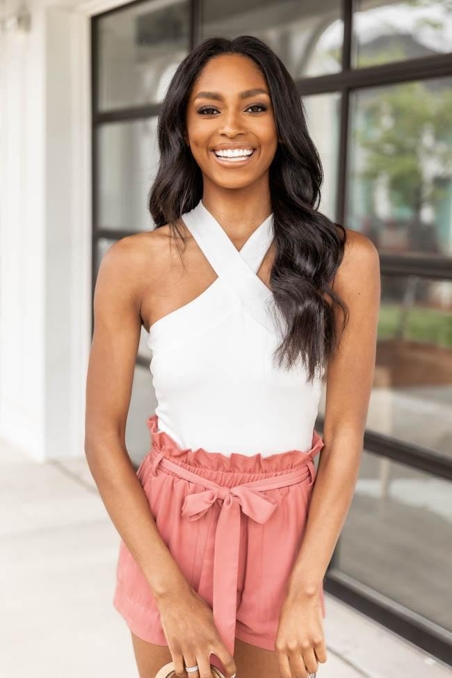 Careless Dreaming White Cross Front Bodysuit | The Pink Lily Boutique