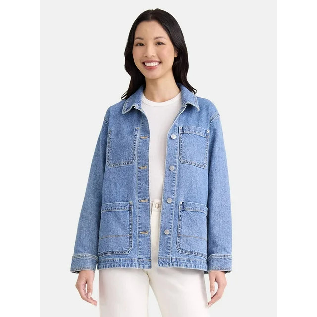 Time and Tru Women's and Women’s Plus Denim Chore Jacket, Sizes XS-4X | Walmart (US)
