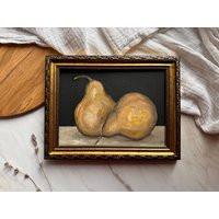 Pear Artwork Art Moody Fruit Original Oil Painting French Food | Etsy (US)