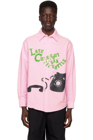 Late Checkout - Pink Printed Shirt | SSENSE