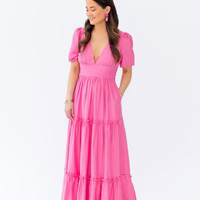 Ava V-Neck Puff Sleeve Maxi Dress | Sail to Sable