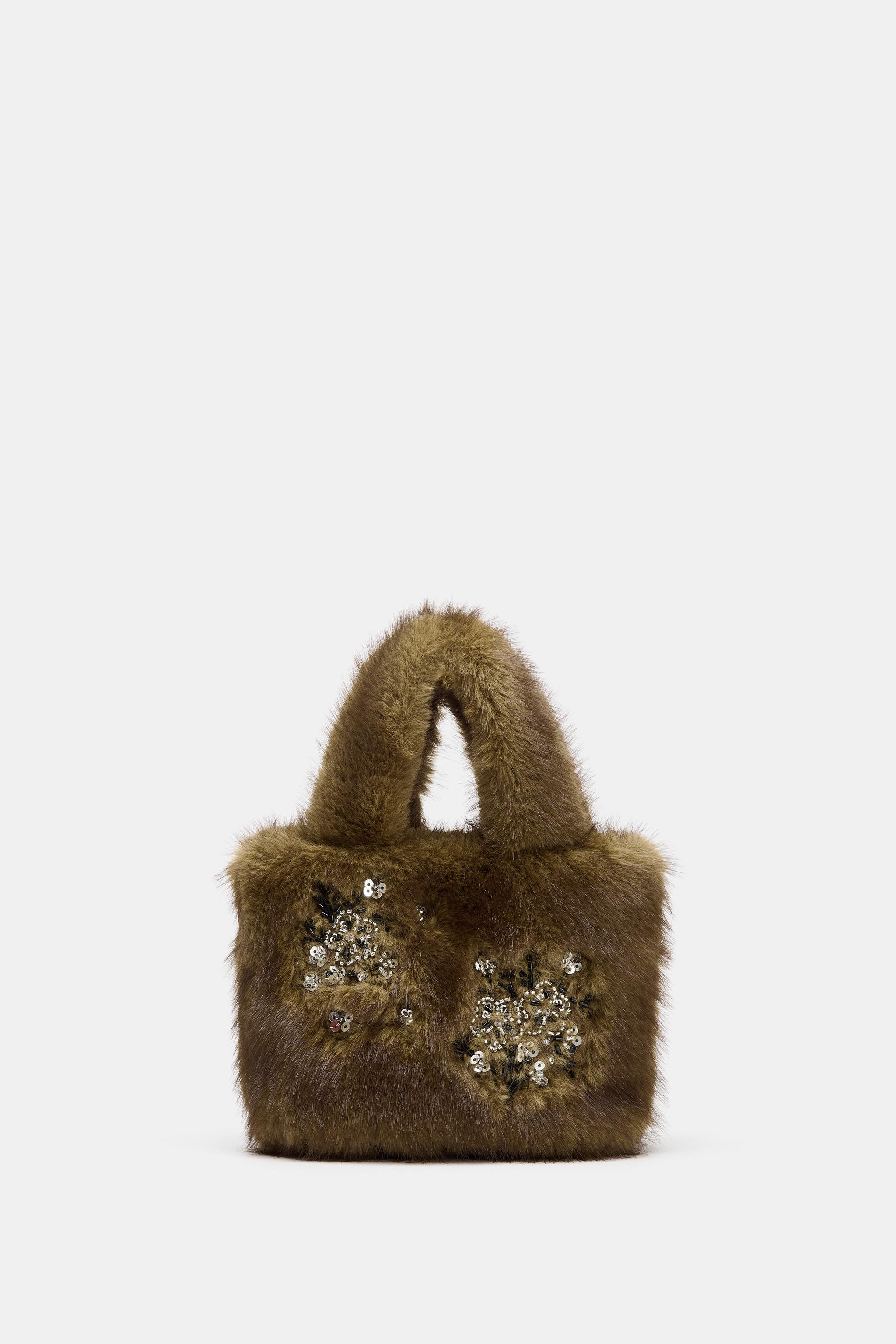 SHINY FAUX FUR HANDBAG | Zara US