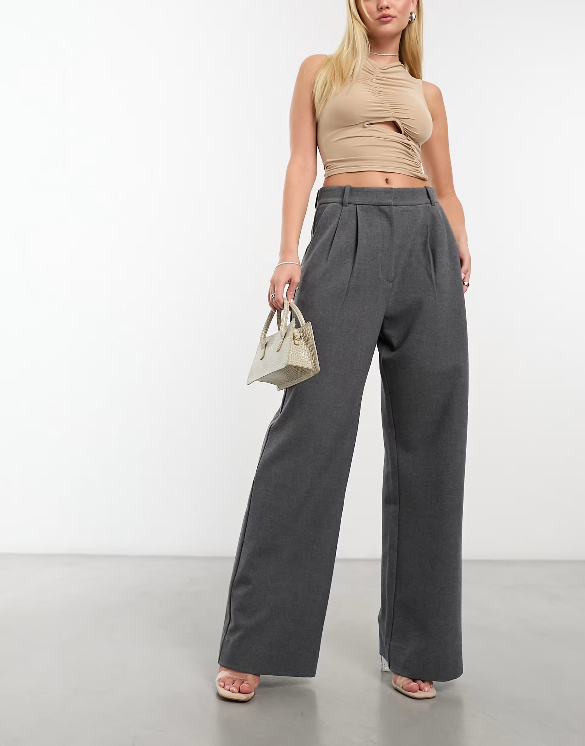 Abercrombie & Fitch Sloane tailored trousers in dark grey | ASOS (Global)