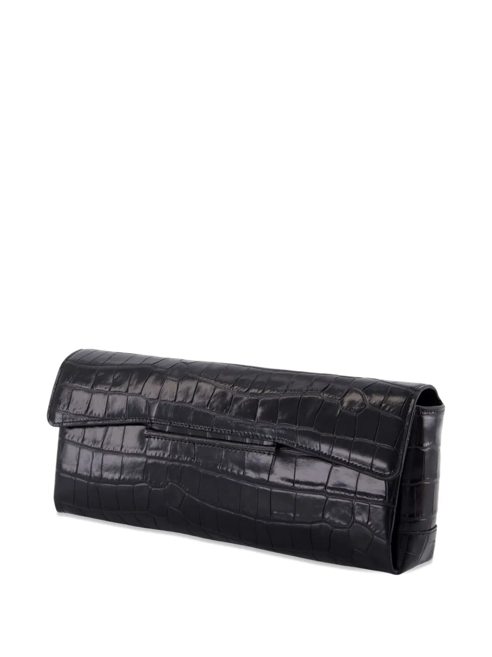 TOTEME croc-embossed Flap Clutch Bag | Black | FARFETCH | Farfetch Global