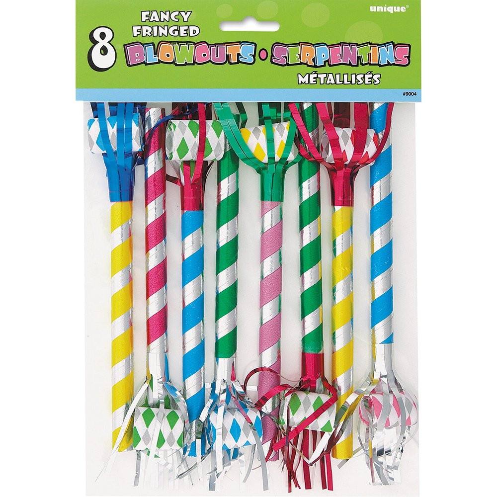 Multicolor Metallic Stripes Party Blowouts - 9.5", 8 Pieces - Perfect Birthday Party Favors for K... | Amazon (US)