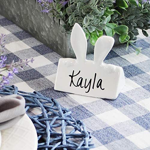 AuldHome Bunny Place Card Holders (6-Pack), Easter Spring Ceramic Reusable Write-On Wipe-Off Plac... | Amazon (US)