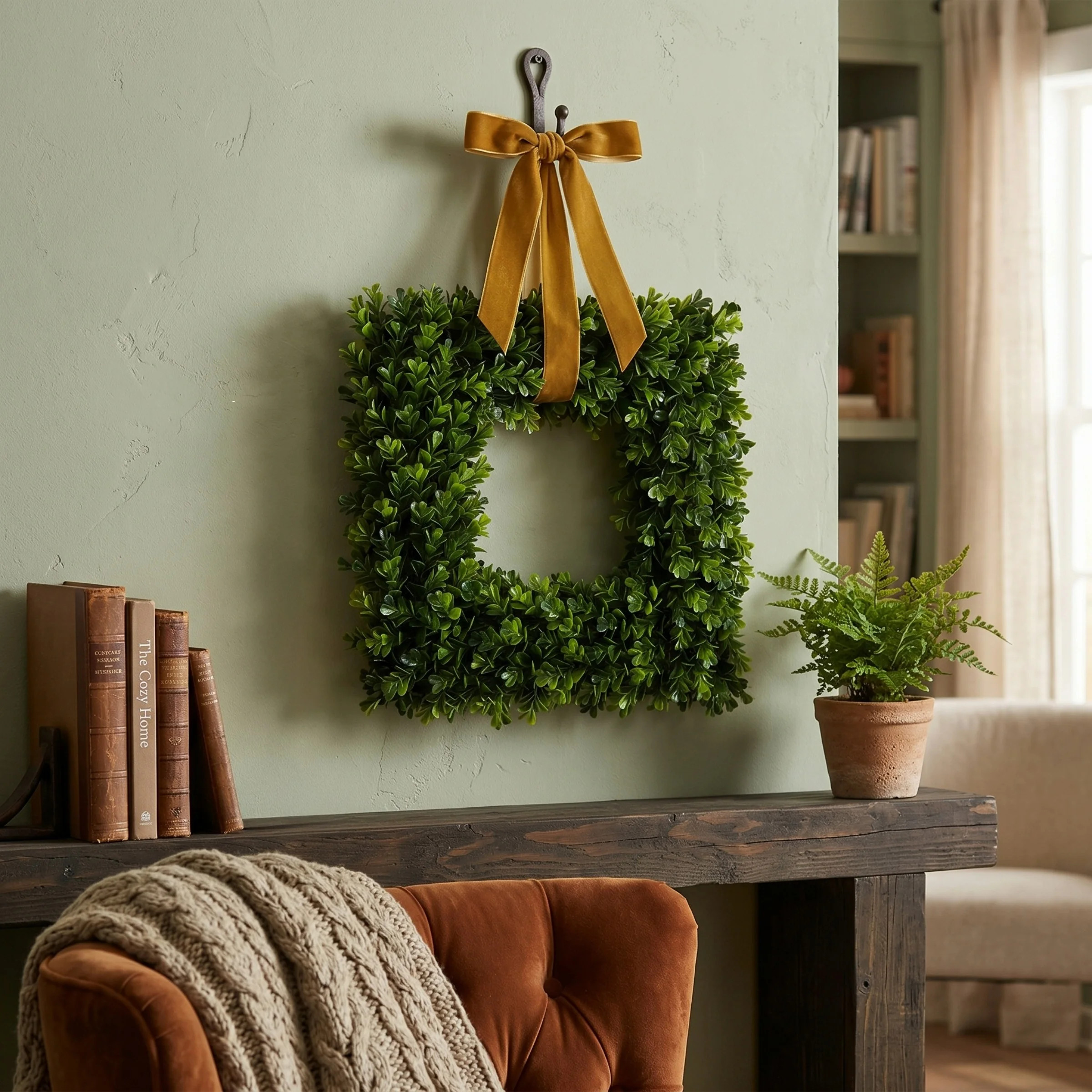 Boxwood Wreath - 16.5-Inch Square UV Resistant Artificial Spring, Summer, Fall or Winter Wreath - Outdoor/Indoor Wreaths for Front Door | Wayfair North America