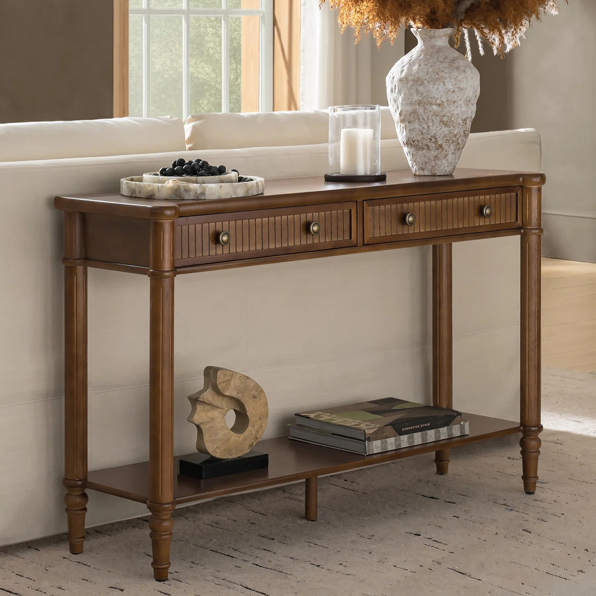 Kaybri Derk 47" Transitional Fluted Console Table with 2 Storage Drawer and Simple Assembly | Wayfair North America