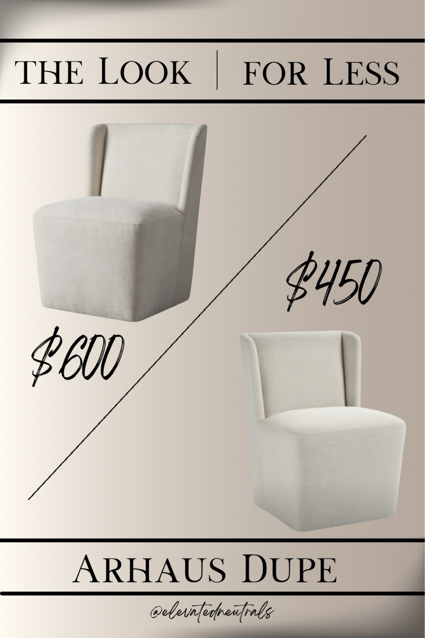My last dining chair dupe post of the week…

Last but not least, the Arhaus Mila Upholstered Dining Chair. I love the classic look of this neutral side chair. Perfect for any design style, from farmhouse to traditional, transitional, rustic or contemporary.

To view my entire collection of dining chairs, visit the product tab in my LTK shop and view my product set named ‘Dining Chairs’.

Be sure to follow @elevatedneutrals on IG, FB & Pinterest for more home inspiration!

#LTKhome